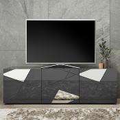 Meuble TV moderne et design laqué + LED SALVADOR